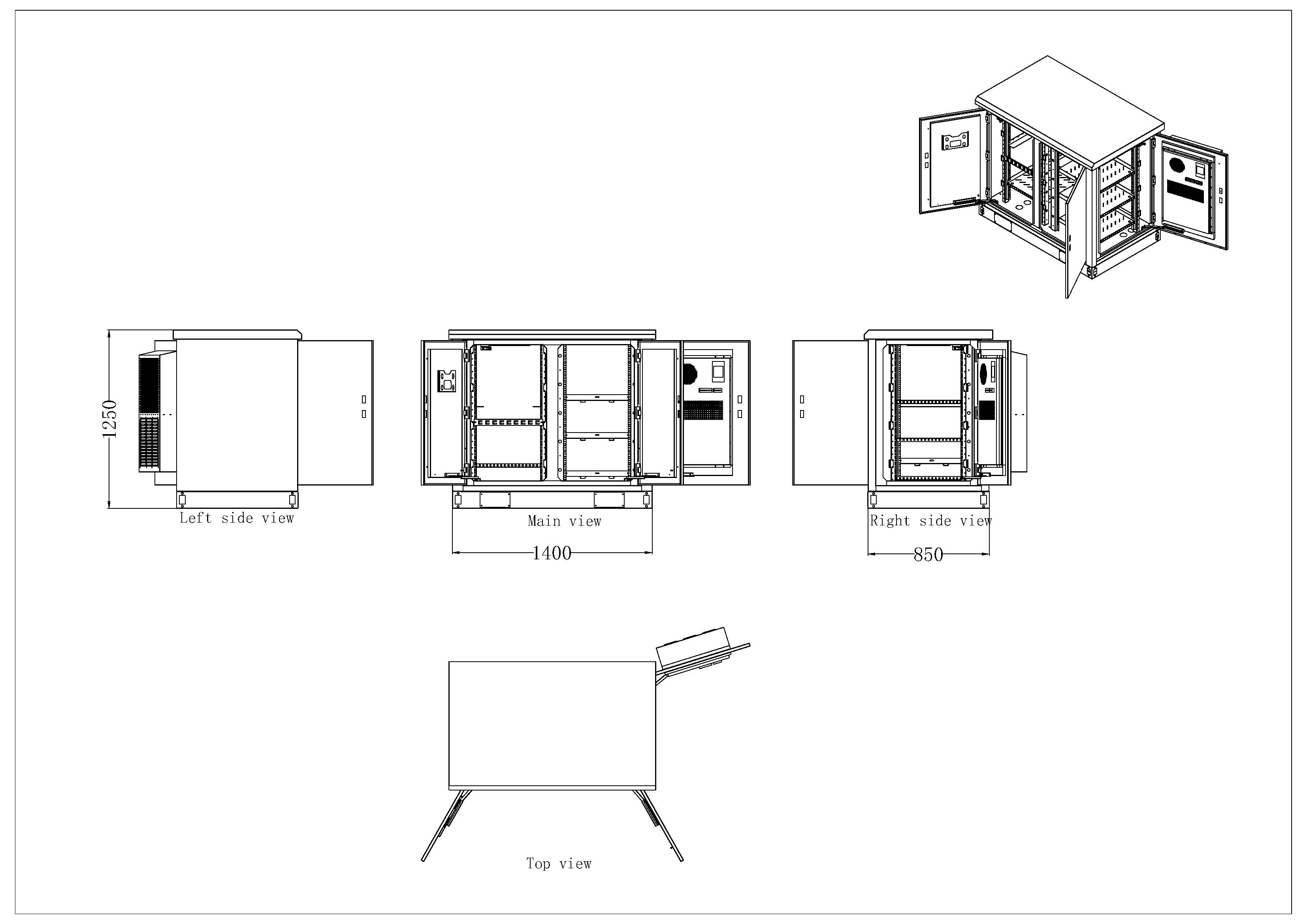 2 bay 24U outdoor telecom cabinet