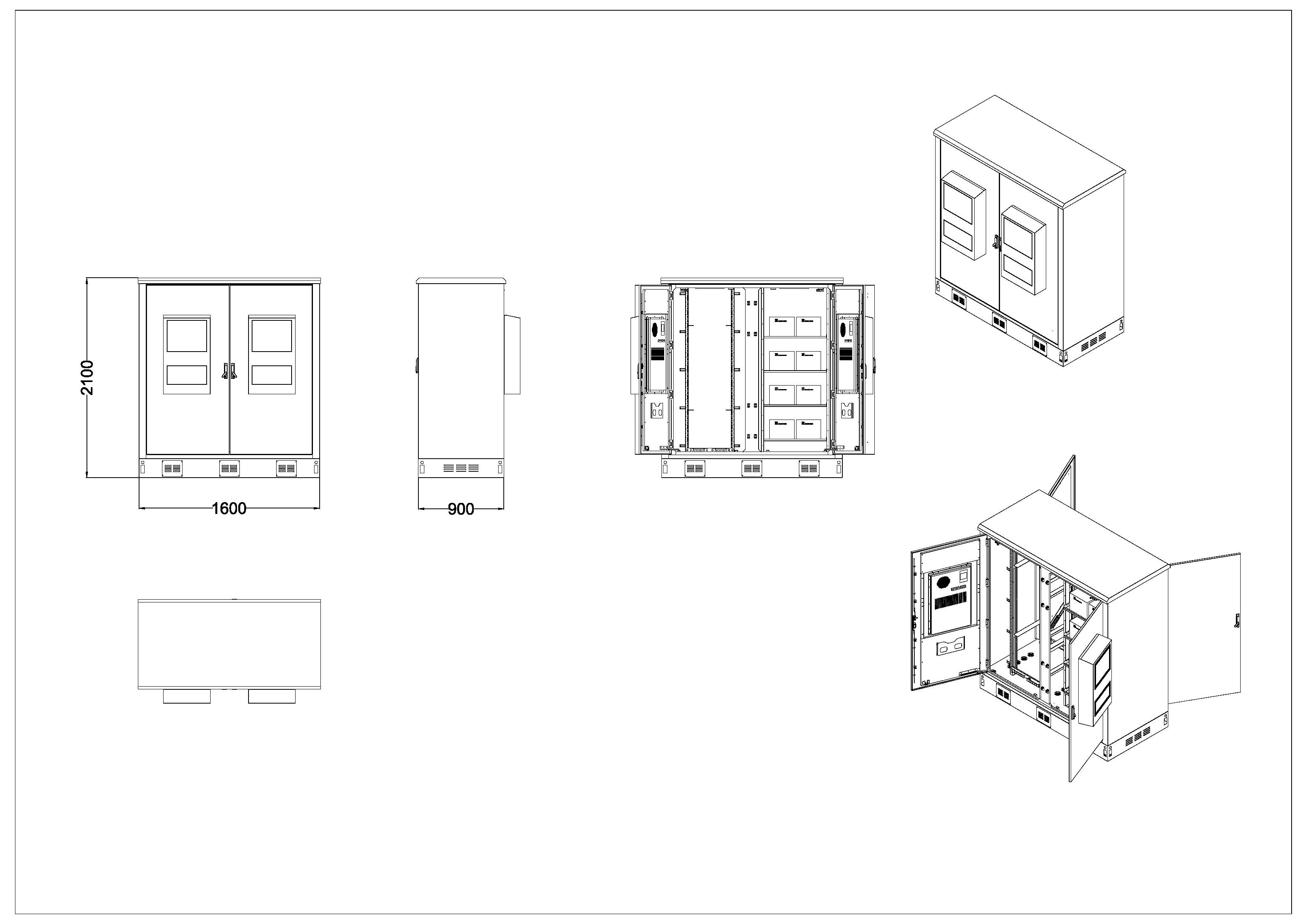 Two bay outdoor telecom cabinet 