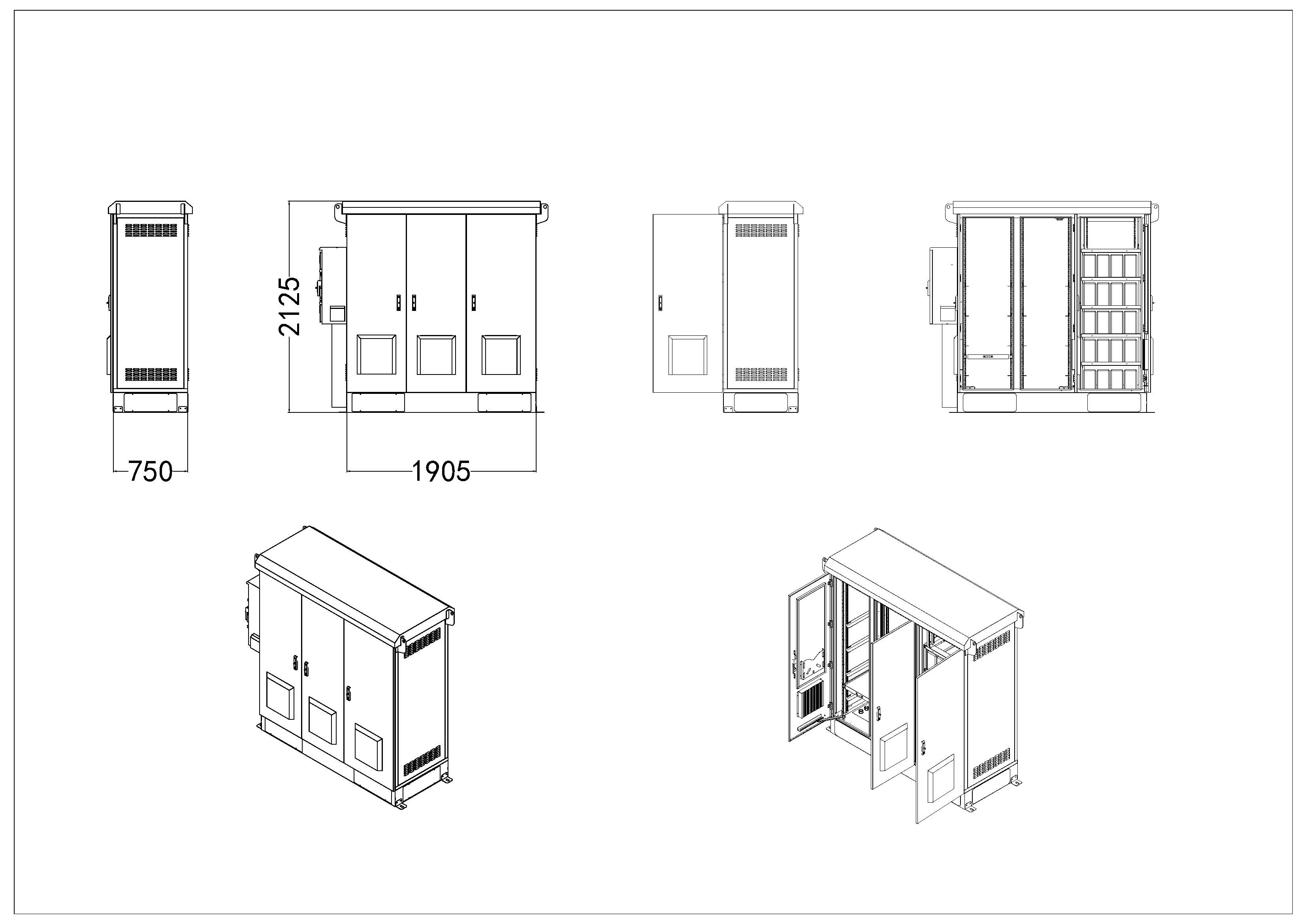 3 bay 42u outdoor cabinet