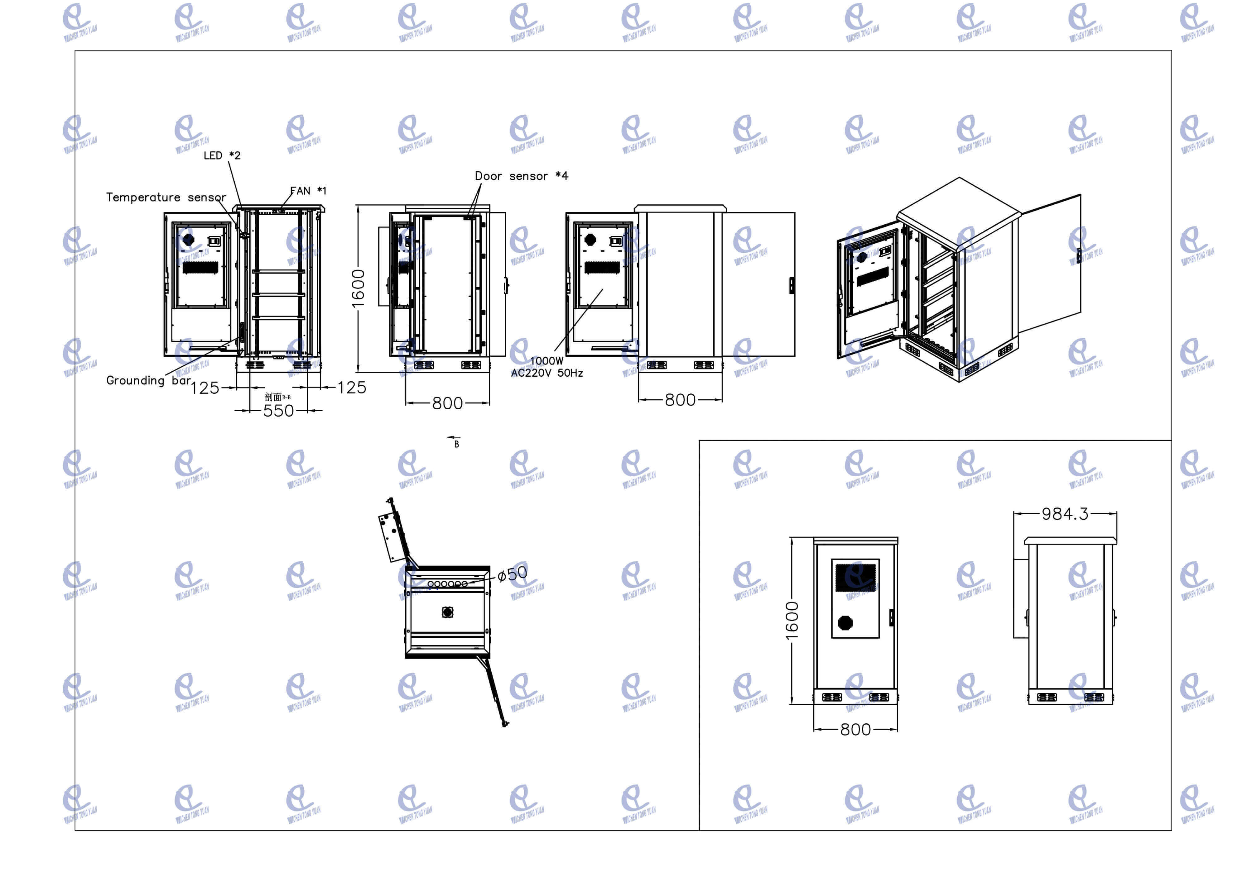304 stainless steel outdoor nema enclosure technical drawing and dimensions