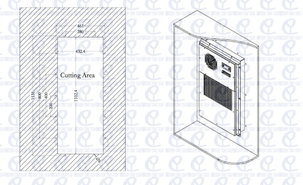 cabinet heat exchanger 150w cut out size 