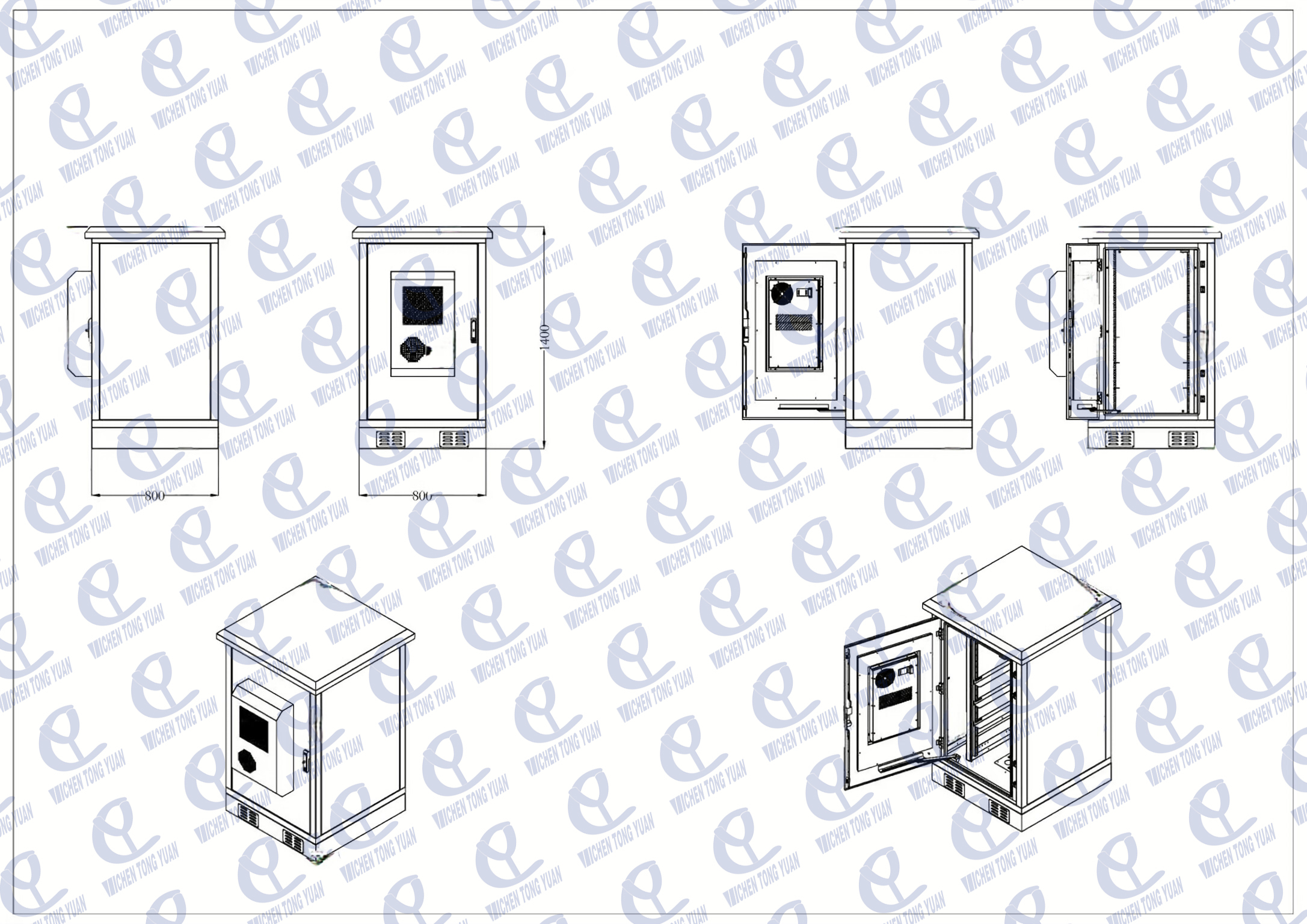26U outdoor telecom cabinet drawing