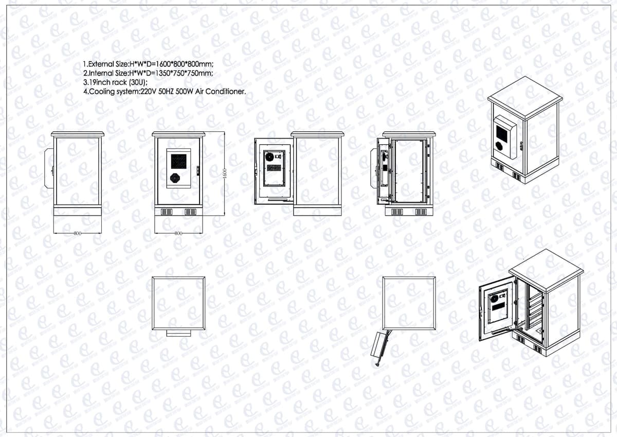 30U ip65 weatherproof outdoor enclosure size