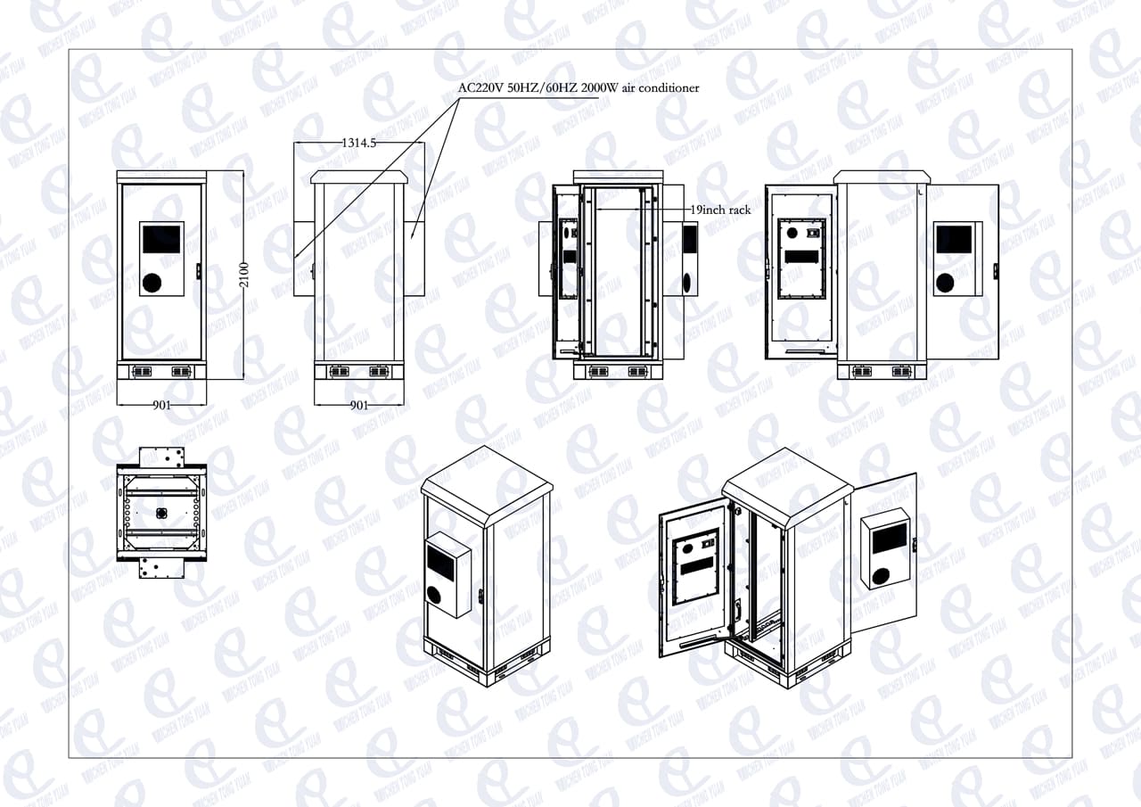42U outdoor electrical cabinet drawing
