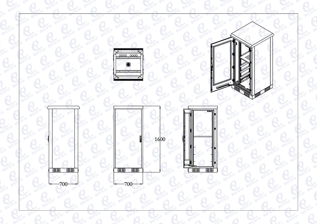 32U outdoor telecom cabinet drawing