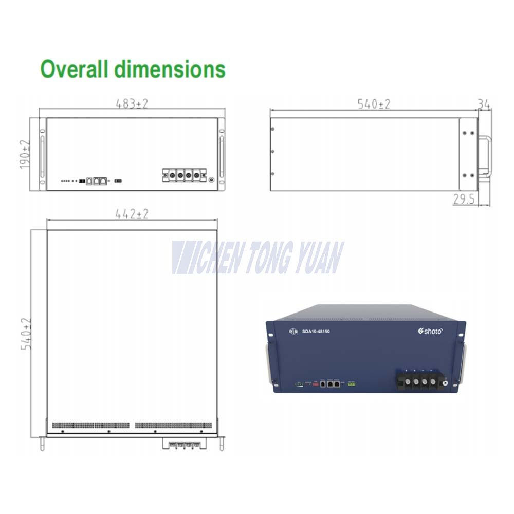 48v 100ah lithium battery size