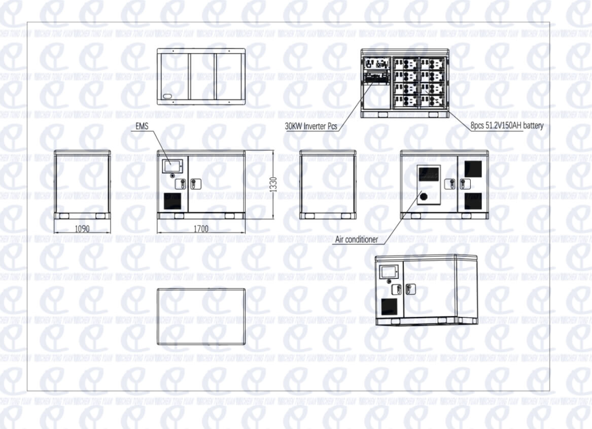30KW 60KWH battery energy storage system outline drawing