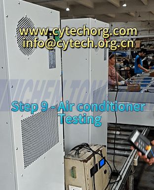 Testing air conditioner in outdoor telecom cabinet manufacturing