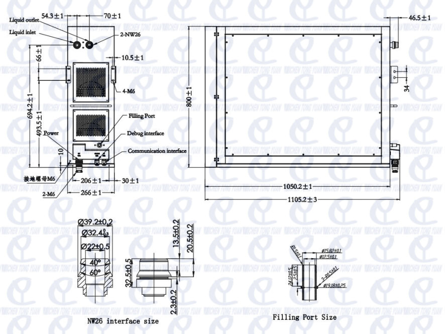 5kw vertical industrial liquid cooler for battery cabinet