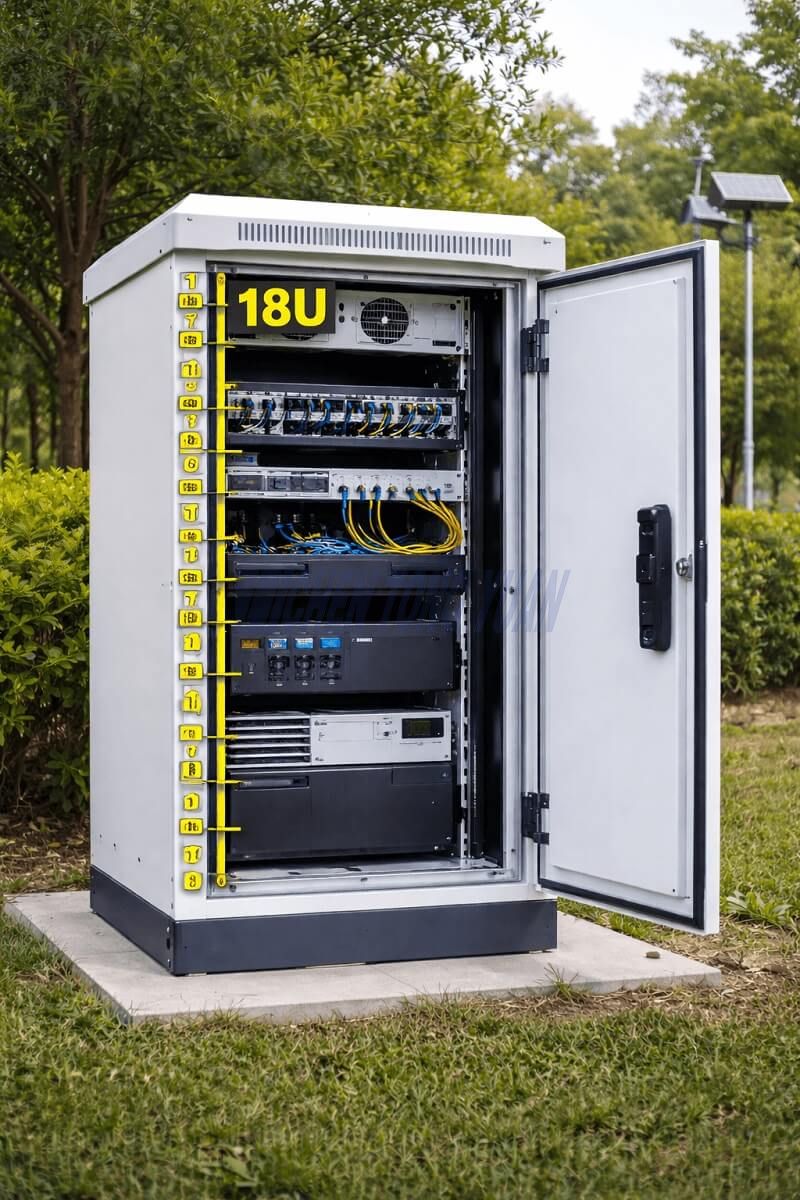 weatherproof 18u outdoor rack cabinet
