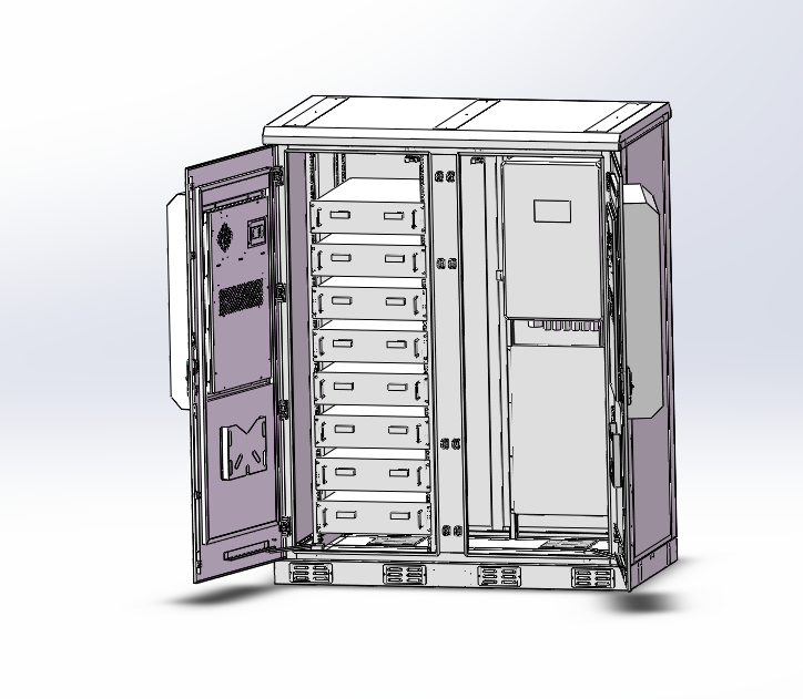 Two-compartment sheet metal battery cabinet for energy storage.png