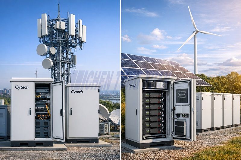 outdoor server cabinet installation with cooling system