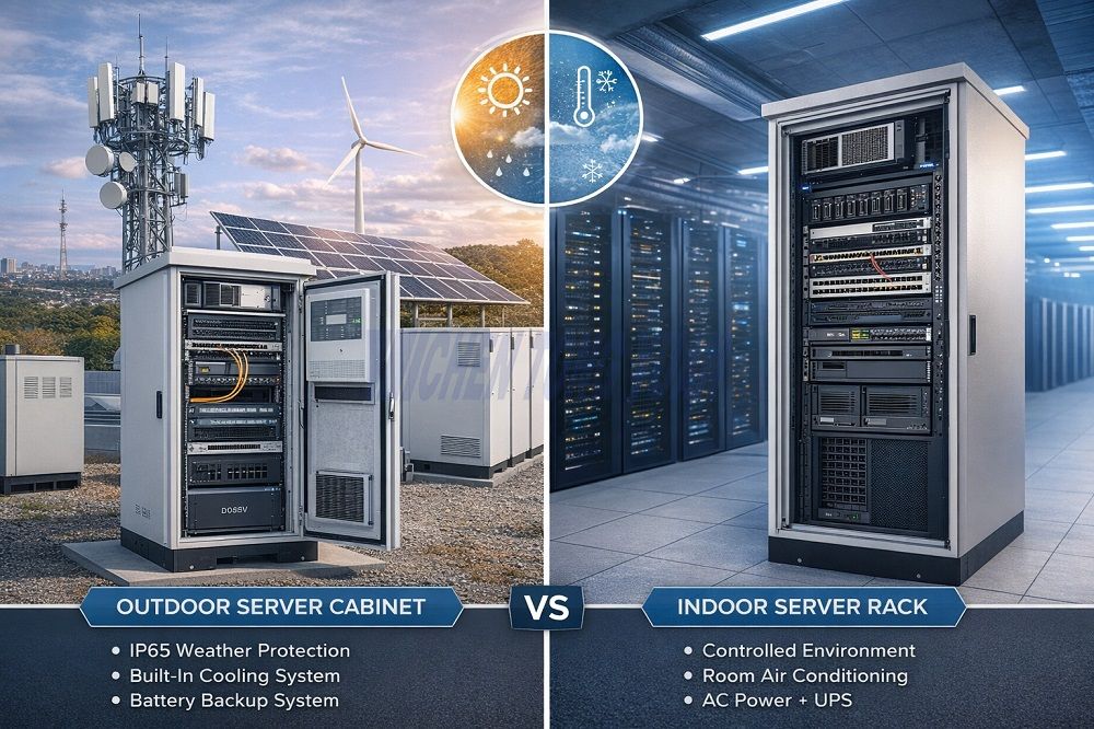 outdoor server cabinet vs indoor data center rack