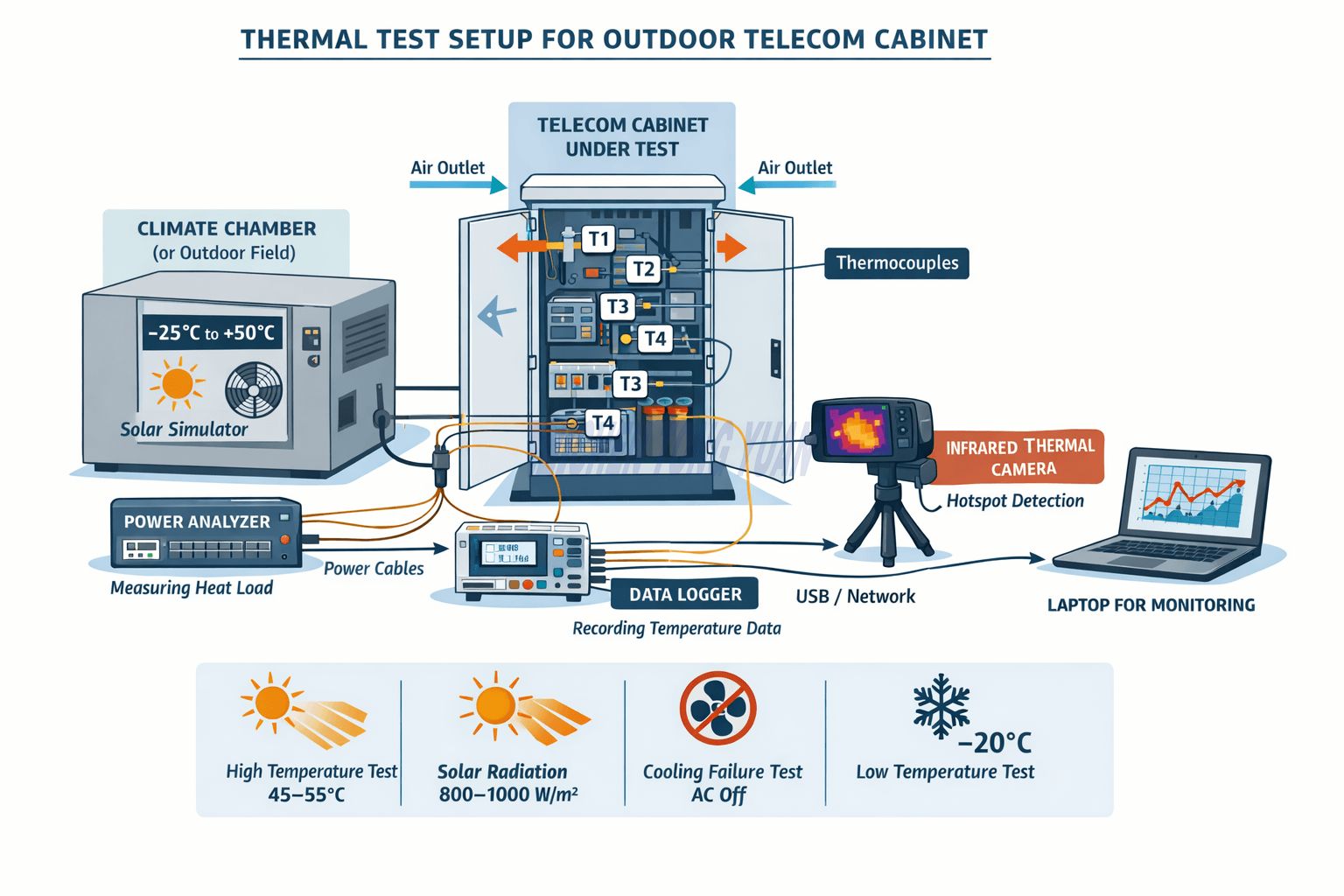 outdoor telecom cabinet thermal test